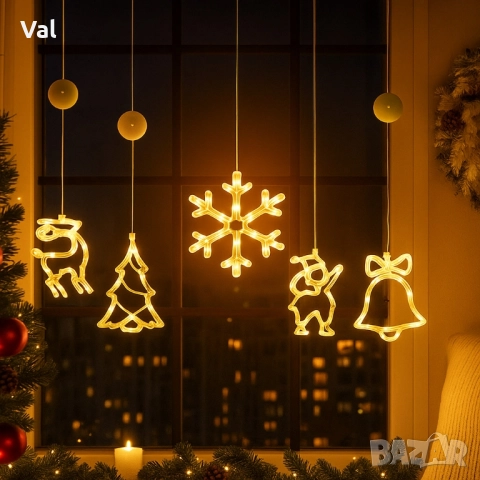 Коледна залепваща се украса с LED светлини-1бр. , снимка 3 - Декорация за дома - 52525681