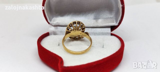 Златен пръстен с люспи от брилянт-3,61гр/18кр, снимка 7 - Пръстени - 39788061
