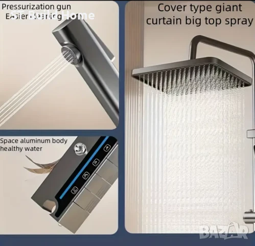 Луксозна Душ Система с Цифров Термометър, Атмосферна LED Светлина и 4 Водни Изхода , снимка 5 - Душове - 50892877
