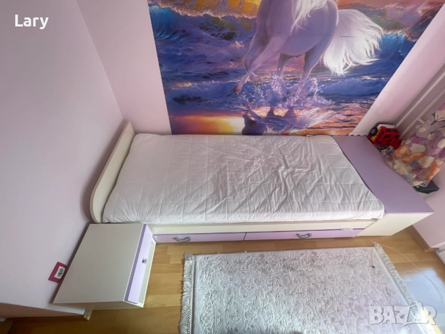 Легло с матрак, ракла, шкал-ракла и нощно шкафче