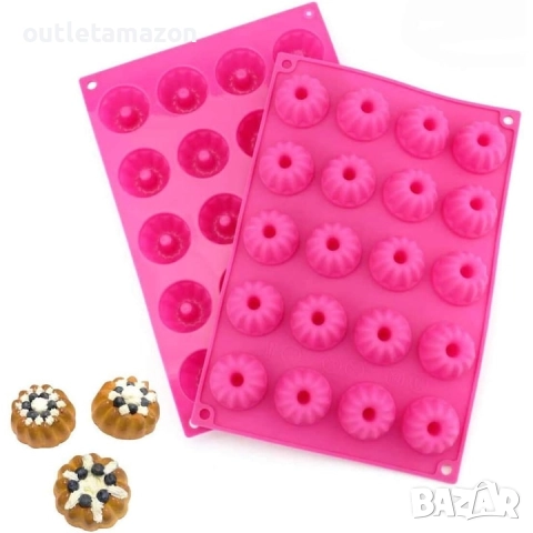 Комплект от 2 силиконови форми за печене, незалепващи, 29,8x19,9x2,2 см, за кексове Париж Саварин, снимка 2 - Форми - 52522619