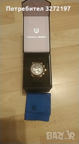 Кварцов часовник PAGANI DESIGN,сапфир,Seiko VK63 механизъм,авт.дата,хронограф,водоустойчив 100 м., снимка 14 - Мъжки - 43676685