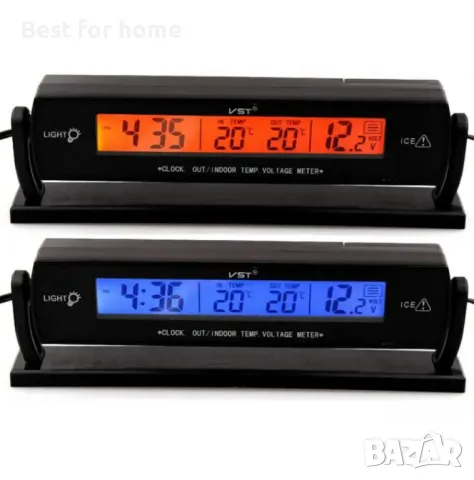 Термометър, часовник и волтметър за кола 3 в 1   12/24V 