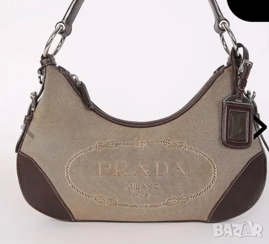 Дизайнерска Prada/Прада канвас чанта от канвас цвят на зелена маслина, снимка 14 - Чанти - 49727027