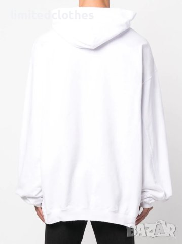 BALENCIAGA White Ripped Caps Logo Oversized Мъжко / Дамско Горнище тип Суичър size XS (M / L), снимка 3 - Суичъри - 40340754