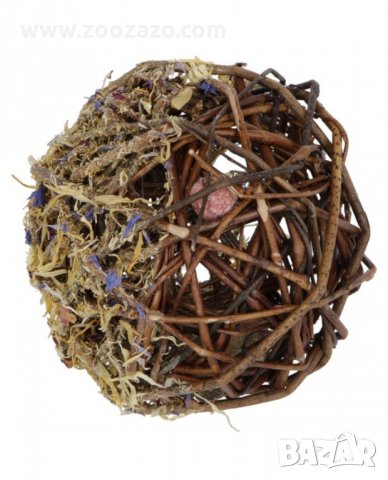 Плетена топка от естествена върба с лакомства за Гризачи - Модел: 81777, снимка 2 - За гризачи - 28680059