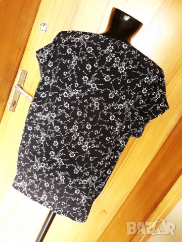 Черна туника с къс ръкав на бели дребни цветя ХХЛ , снимка 3 - Туники - 32862190