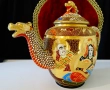 Кана японски порцелан Satsuma,Дракон,злато,1.5 литра. , снимка 9