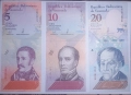 Венецуела 5 / 10 / 20 боливара 2018 UNC, снимка 1