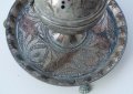 Антична, старинна кадилница, гравирана, сребро, снимка 2