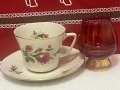 Двоен сет порцелан Poland с кристална чаша, снимка 1