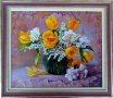 Картина с цветя - нарциси, лалета, момина сълза, снимка 1 - Картини - 37993487