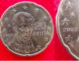 ”F” и  “E” в звездите на 50 и 20 евроцента 2002  Гърция , много редки., снимка 2