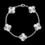 Van Cleef & Arpels VCA Silver Clear 5 Motifs Vintage Alhambra Дамска Гривна, снимка 3