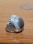 Огромен старинен  солиден сребърнен пръстен с голям камък ахат за ценители , снимка 1