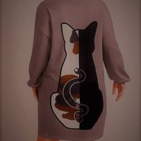 Рокля с котка, Елегантна рокля, Рокля голям размер, снимка 2 - Рокли - 43245120