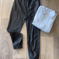 Дамски кожен панталон с връзки в черен цвят, снимка 5 - Панталони - 43524463