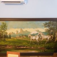 Стара огромна 3 метрова  картина маслени бои с подпис, снимка 3 - Антикварни и старинни предмети - 35041708