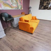Оранжев диван от плат двойка с функция сън, снимка 5 - Дивани и мека мебел - 43290407