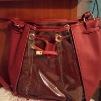 Нова блестяща чанта цвят бордо, снимка 2 - Чанти - 36623116