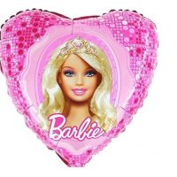 Кукла Барби Barbie розово сърце фолио фолиев балон хелий или въздух парти рожден ден, снимка 1 - Други - 44072168
