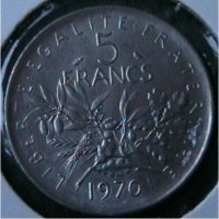 5 франка 1970, Франция, снимка 1 - Нумизматика и бонистика - 28435384