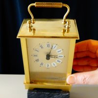 Настолен месингов часовник,Западна Германия., снимка 2 - Антикварни и старинни предмети - 27710769