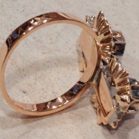 Стар дамски златен пръстен с диаманти, снимка 6 - Пръстени - 43574682