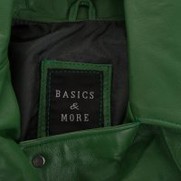 Дамско кожено яке в зелено марка Basics & More - M, снимка 12 - Якета - 38508835
