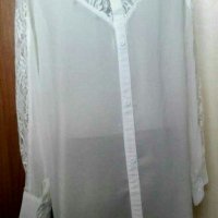 Снежно бяла блуза от шифон и дантела👗🍀M,M/L👗🍀арт.2044, снимка 4 - Блузи с дълъг ръкав и пуловери - 33588481