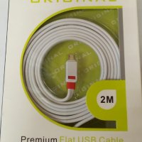Нов бърз лентов кабел USB към micro USB, 2 метра, снимка 1 - USB кабели - 32301659
