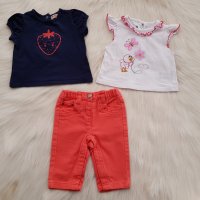 Дънки и тениски за бебе момиче 0-3 месеца, снимка 4 - Комплекти за бебе - 32426309