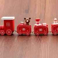 Коледен дървен влак дървено влакче с вагони за игра и декорация украса, снимка 3 - Игри и пъзели - 19613909