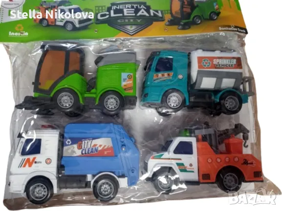 Комплект 4бр. камиони - сметосъбирачни, кран, цистерна, снимка 1