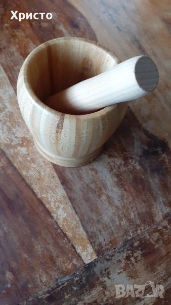 хаван и чукало от естествено дърво бамбук, снимка 1