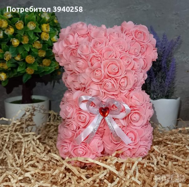 Мече от вечни рози , подарък за жена , снимка 1