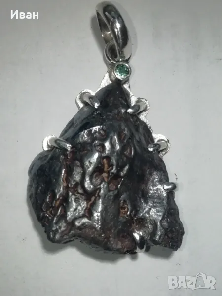 Сребърна висулка с Метеорит и Смарагд , снимка 1