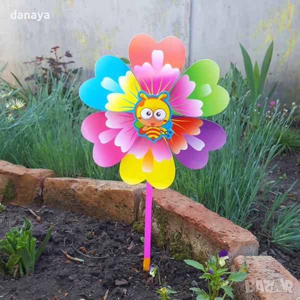 2855 Вятърна въртележка за градина балкон Цвете с животинче, снимка 1