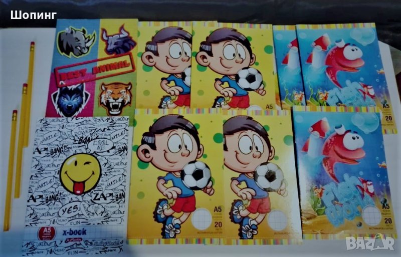 Ученически тетрадки с квадратчета и моливи с гума, снимка 1