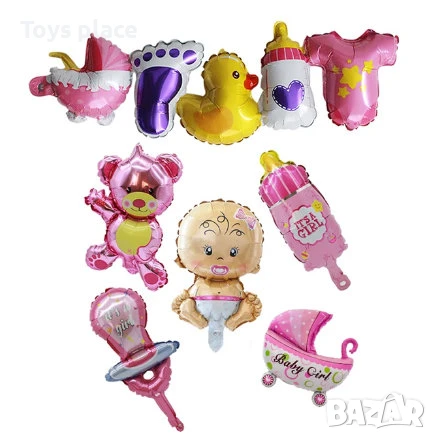 Комплект парти балони за бебешки рожден ден, целофанови балони, снимка 1