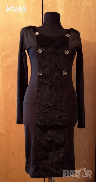 Нова зимна топла черна рокля S размер с дълъг ръкав, снимка 1