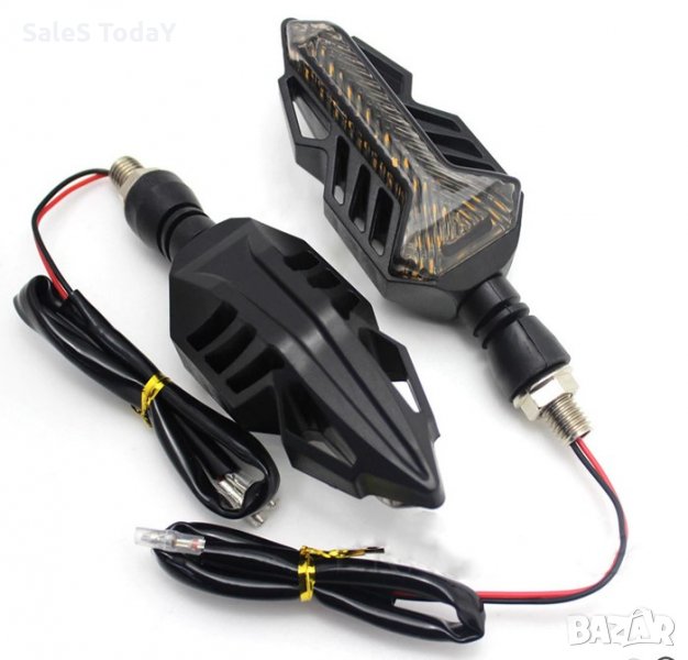 Мигач за мотопеди листо, мотоциклети, АТВ, скутер или мотор, 12V, дневна светлина и мигач, бял, снимка 1