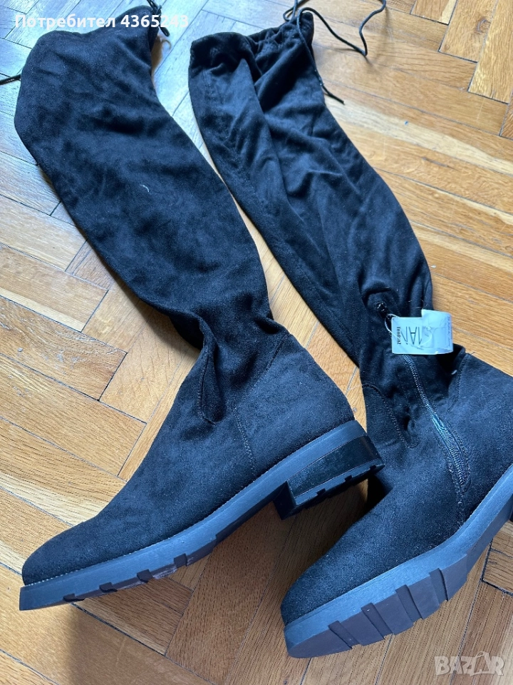 Чисто НОВИ! Дамски велурени ботуши до коленете, 41 Номер, снимка 1