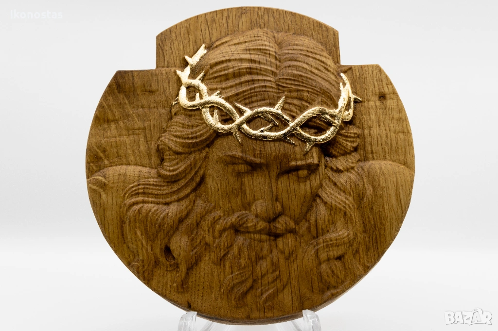 Позлатена дъбова икона „Страданията на Исус Христос“, снимка 1