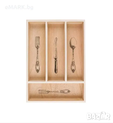 Органайзер за прибори във винтидж дизайни с 4 отделения в бежов цвят, снимка 1