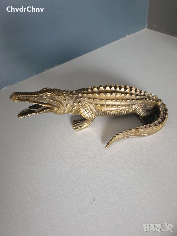 25см-3кг стара китайска статуетка/бронзова скулптура/малка фигура на крокодил-алигатор, снимка 1