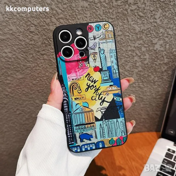 Калъф силикон Art Black New York за iPhone 14 Pro 6.1 / Черен / Баркод : 3130554, снимка 1