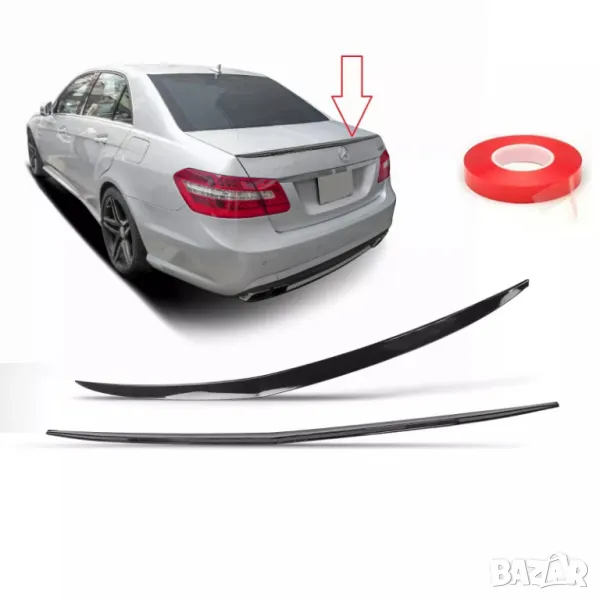 Лип спойлер заден черен пиано лак подходящ за Mercedes-Benz E-class W212 sedan (2009-2016), снимка 1