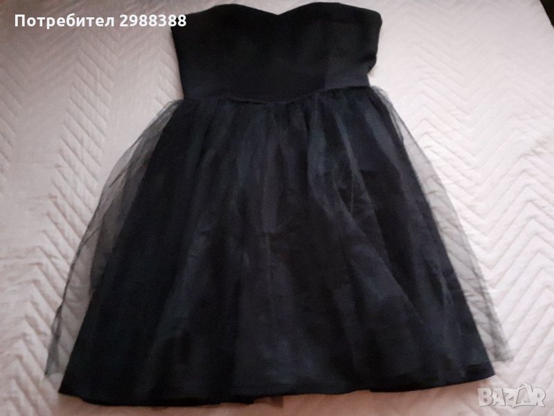 Черна къса рокля с воал, снимка 1