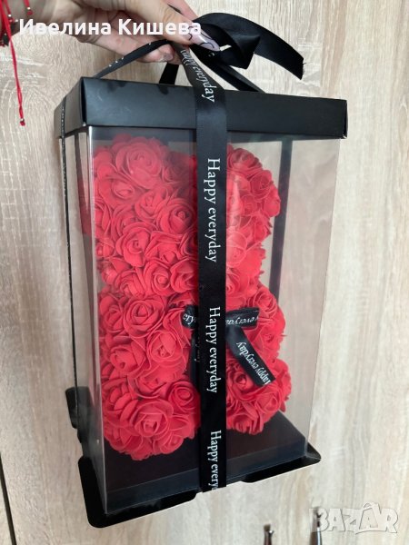 Мече от рози червено и черно ръчно изработено, снимка 1
